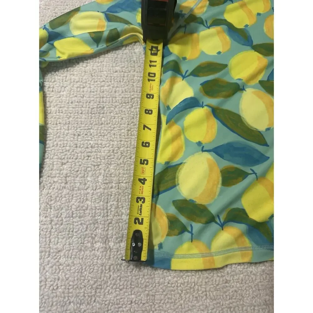 Tea Collection Long Sleeve Rash Guard Swim Top Lemon Green Kid’s Size 1 UPF 50